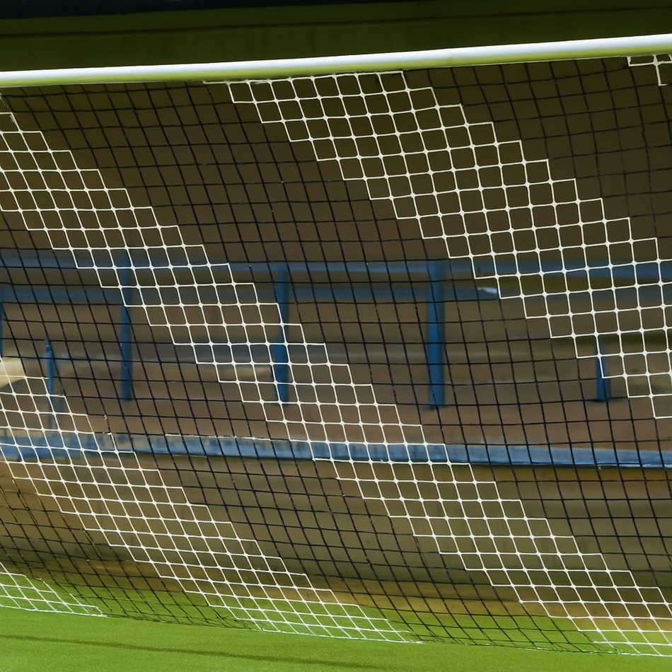 Pair of Full Size Continental Football Goal Nets 24ft 7in x 8ft 2in - 2 Colour Diagonal Stripe