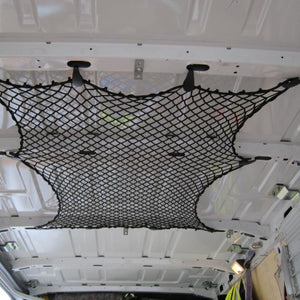 Custom-made elastic net to fit the roof of a van (customer photo).