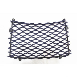 Black frame with blue elastic net and fittings (product listing)
