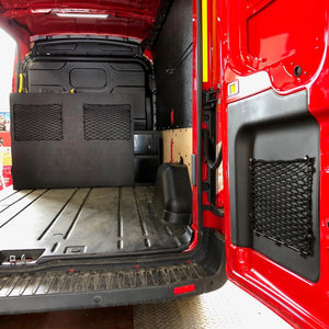 Bespoke frame elastic nets for extra storage space inside a fire training vehicle (customer photo).