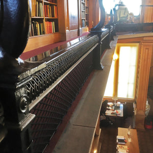 Bespoke frame elastic nets under railings in a library at the University of Oxford (customer photo - read more about the project here).