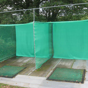 Custom-made golf practice enclosure nets with additional archery grade baffle nets.