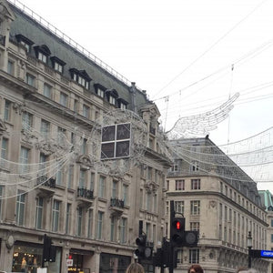 Photo of our netting in use on Christmas lighting installations on Regent Street.