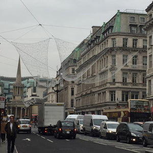 Photo of our netting in use on Christmas lighting installations on Regent Street.