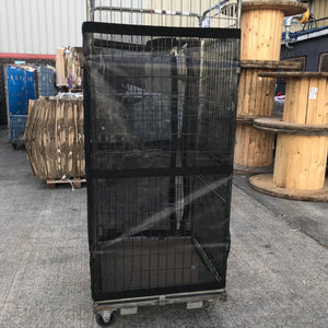 Bespoke black mesh roll cage cover.