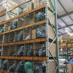 Cargo nets for warehouse racking.