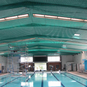 Example of safety nets in use under a roof.