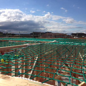 Safety netting in use on a construction site.