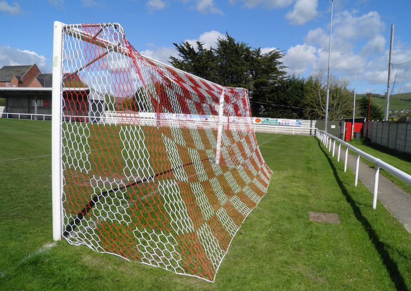 Pair of Full Size Continental Football Goal Nets 24ft 7in x 8ft 2in - Hexagonal Mesh, Chequered Pattern - 3.5mm Diameter - Made in UK