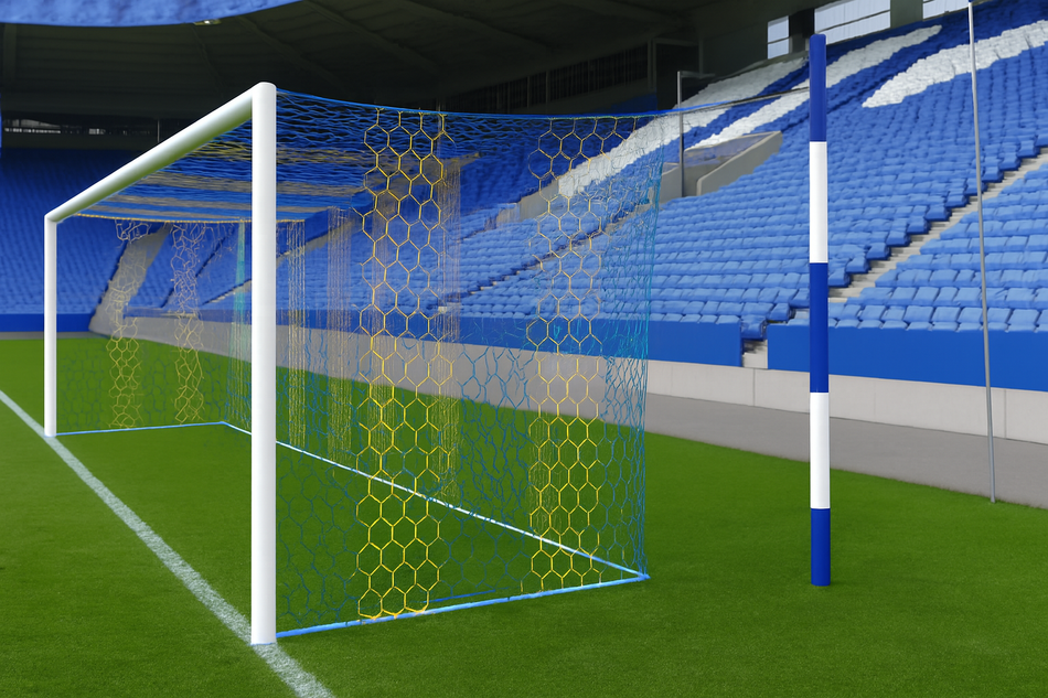 Pair of Full Size Box Style Football Goal Nets - 2 Colour Hexagonal Mesh - 3.5mm Diameter