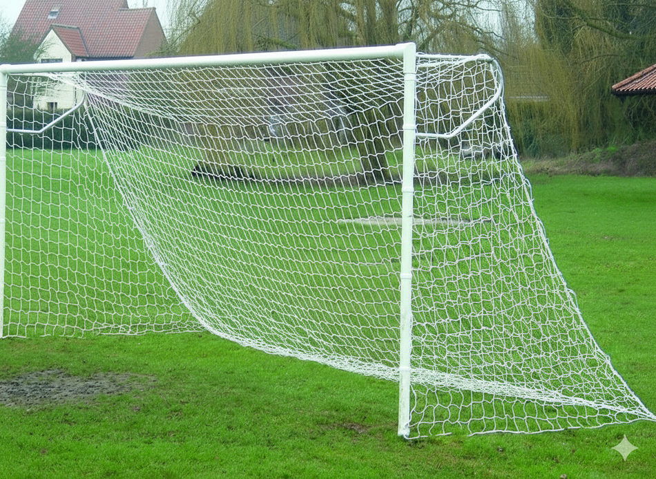 Single Full Size Football Goal Net 24ft 7in x 8ft 2in - 3mm Diameter