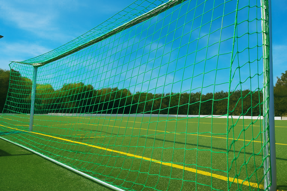 Pair of Full Size Continental Heavy Weight Football Goals Nets 24ft 7in x 8ft 2in - 5mm Diameter