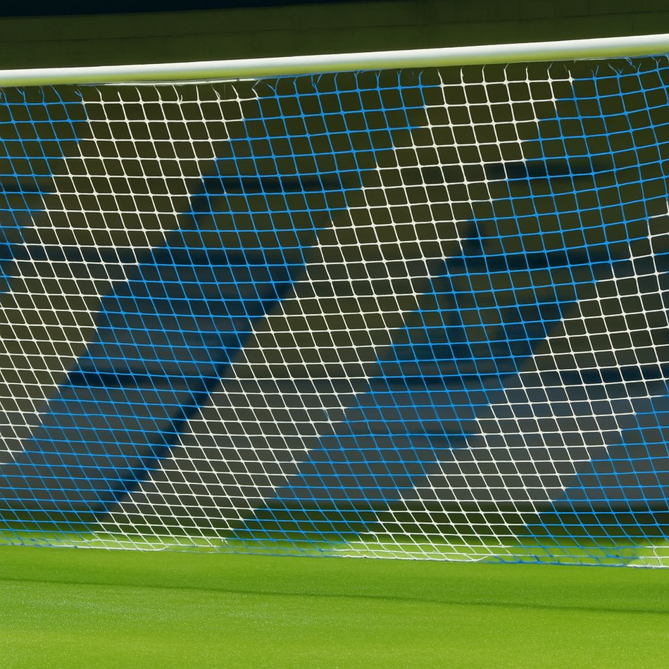 Pair of Full Size Continental Football Goal Nets 24ft 7in x 8ft 2in - 2 Colour Diagonal Stripe