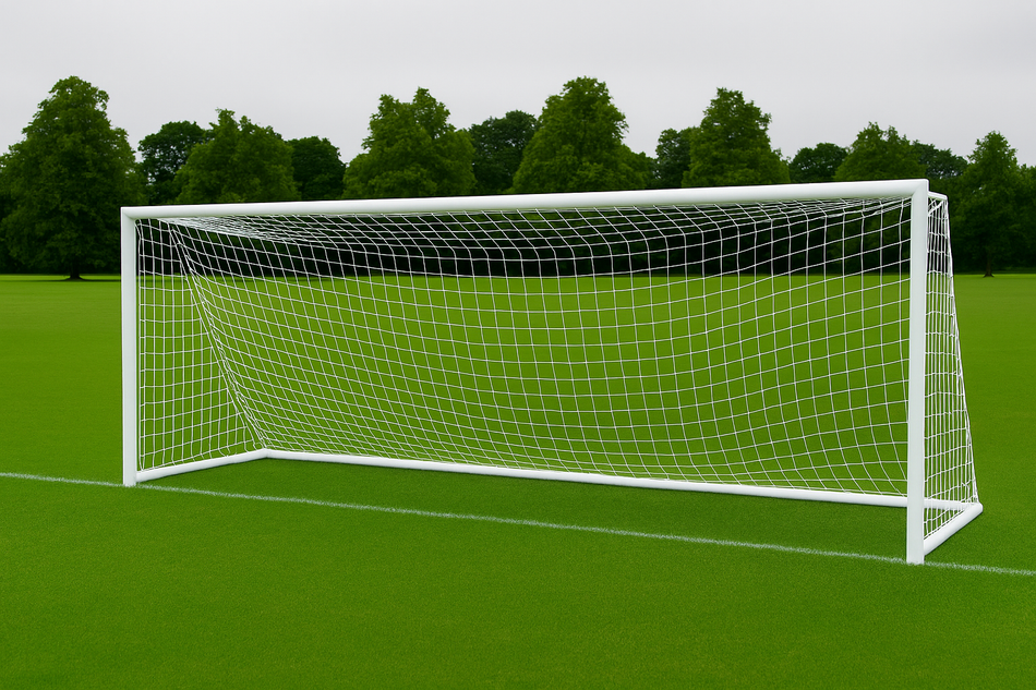 Pair of Full Size Continental Football Goal Nets 24ft 7in x 8ft 2in - Small Mesh - 4mm Diameter