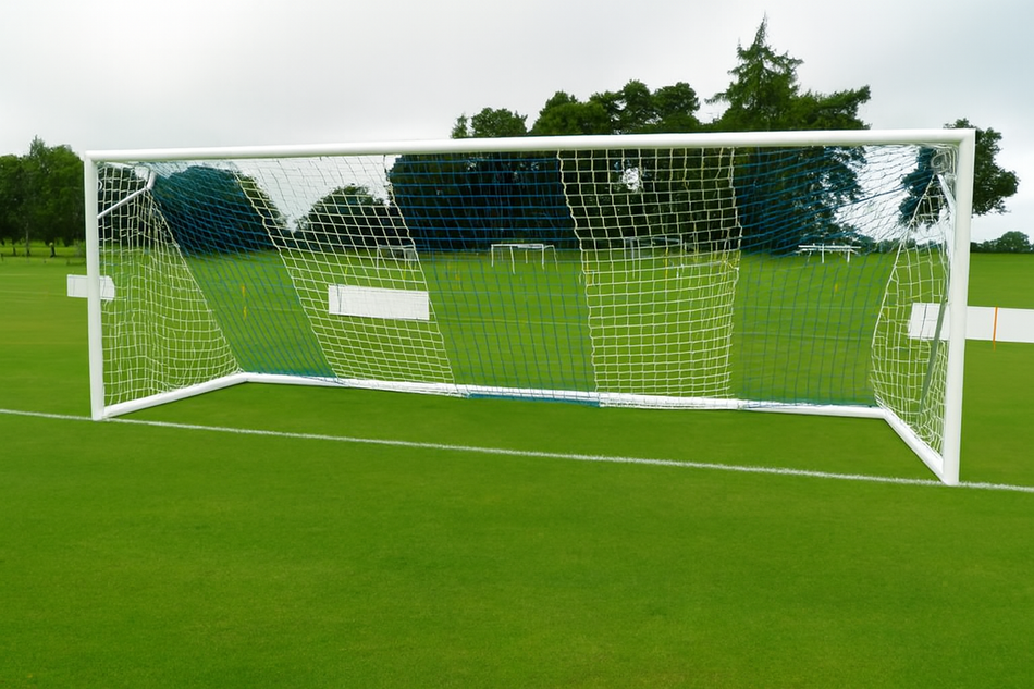 Pair of Youth Heavy Duty Football Goal Nets 16ft x 6ft - 2 Colour Vertical Stripes