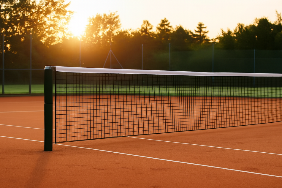 Single 2.5mm Knotless Polyester Tennis Net 12.72m x 1.07m With Top & Side Bands (Excalibur)