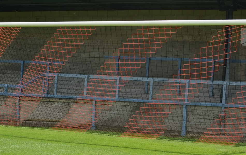 Single Full Size Continental Football Goal Net 24ft 7in x 8ft 2in - 2 Colour Diagonal Stripe