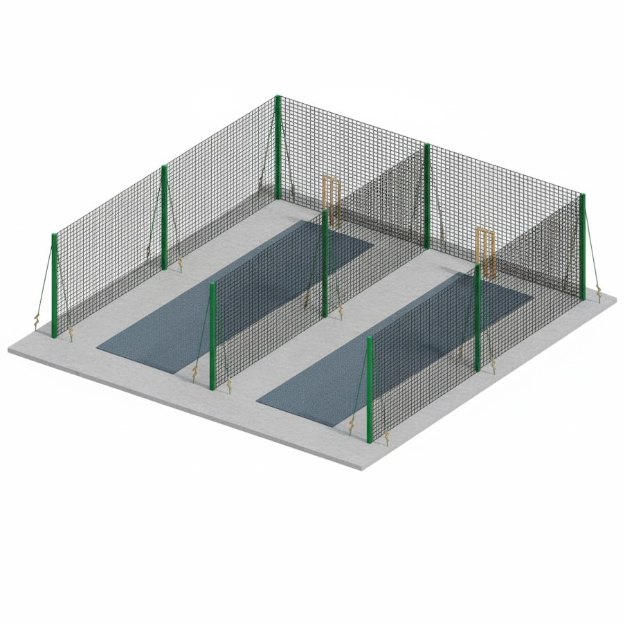 Double Cricket Lane Nets & Pole Kit - 3.66m Long