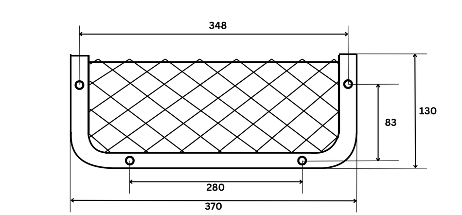 Plastic Framed Non-Elasticated Storage Net 370mm x 130mm