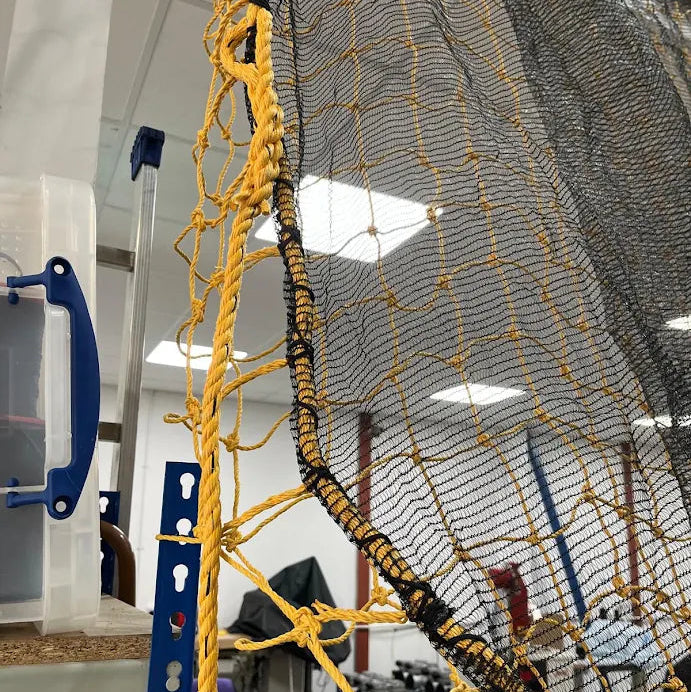 Extra Heavy Duty Certified Hoist Net 1.5T SWL 10m x 10m Yellow with Mesh Overlay