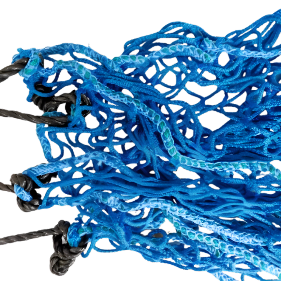 Heavy Duty Cargo Net Blue 4.5m x 2m With White Rope Ties 45mm mesh