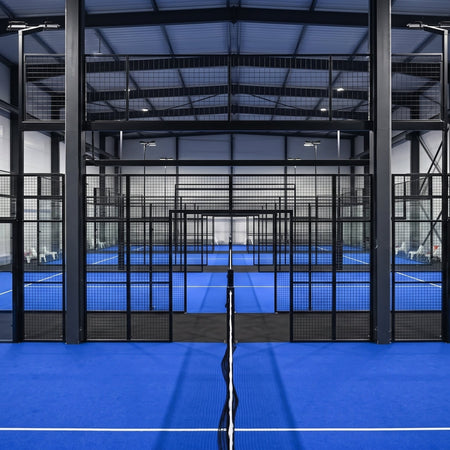 Padel court divider net for ball containment and court separation