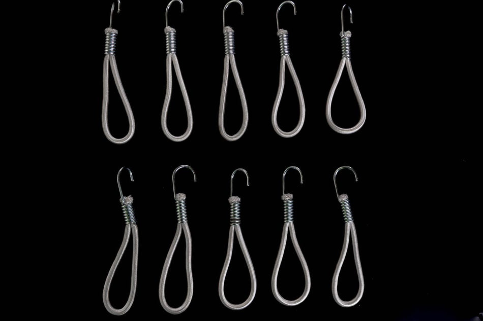Heavy Duty Elasticated Hooked Loop White (Pack of 10)