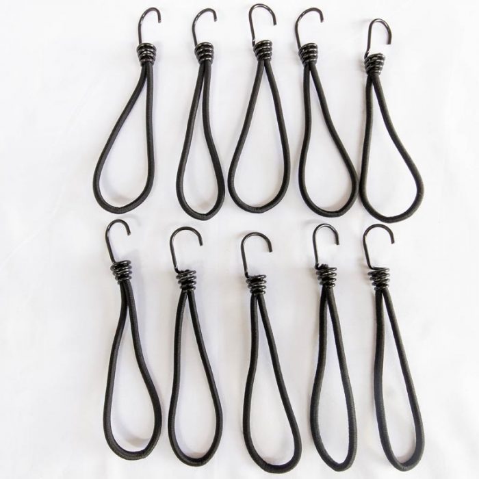 Heavy Duty Elasticated Hooked Loop Black (Pack of 10)