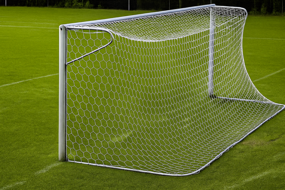 Single Full Size Continental Football Goal Net 24ft 7in x 8ft 2in - Hexagonal Mesh - 3.5mm Diameter