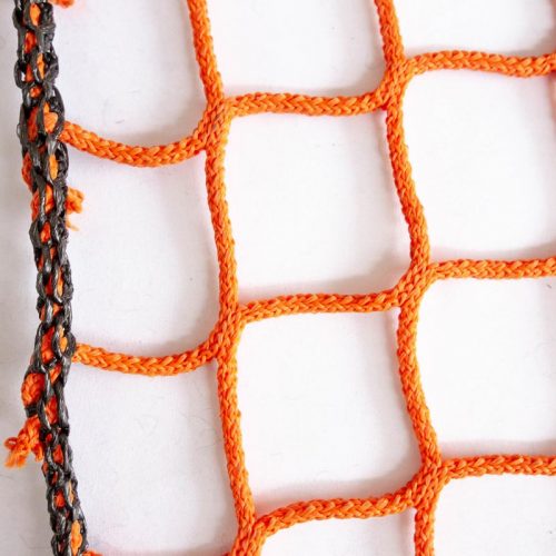 Orange knotless netting with reinforced edge