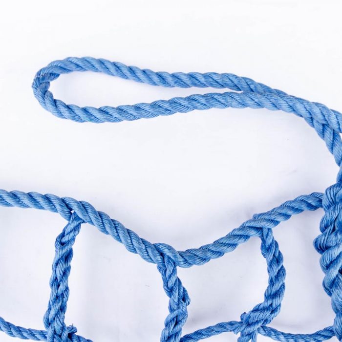 Blue rope hoist net with lifting loops