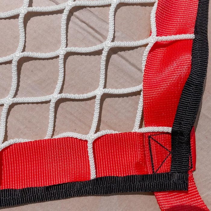 White nylon net with red webbing