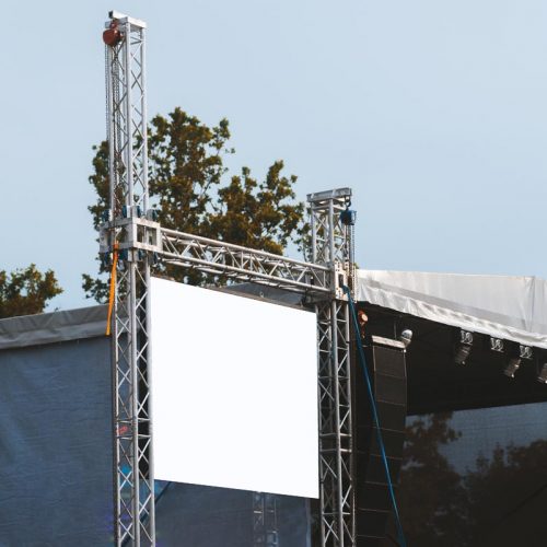 Stage net at outdoor concert