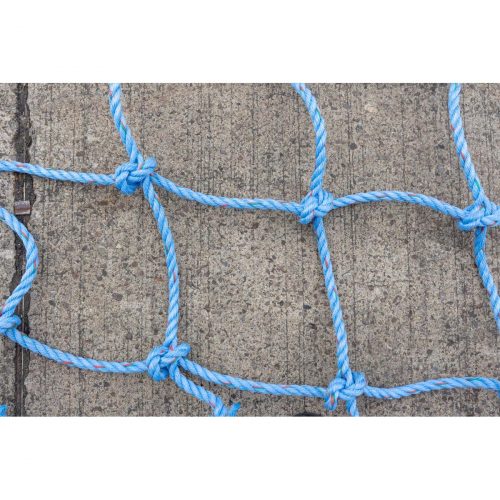 Blue Knotted Rope Load Control/Retention and Partition Net with soft eyes and 2m long webbing at each corner