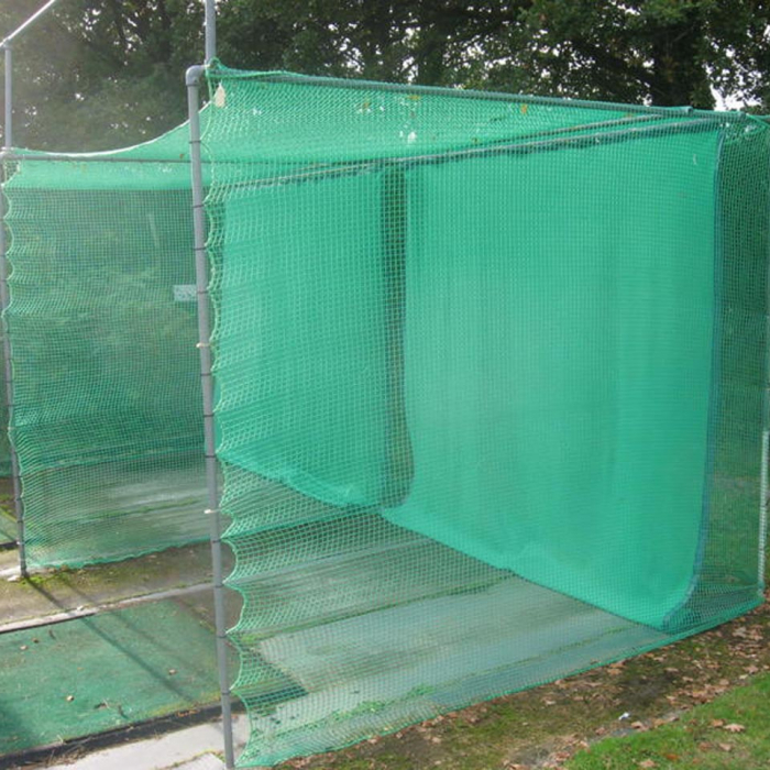 Custom-made golf practice enclosure net with additional archery grade baffle net.