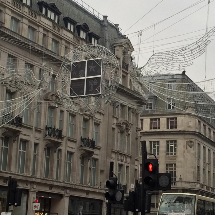 Photo of our netting in use on Christmas lighting installations on Regent Street.