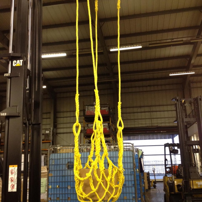 Small yellow hoist / lifting net in use