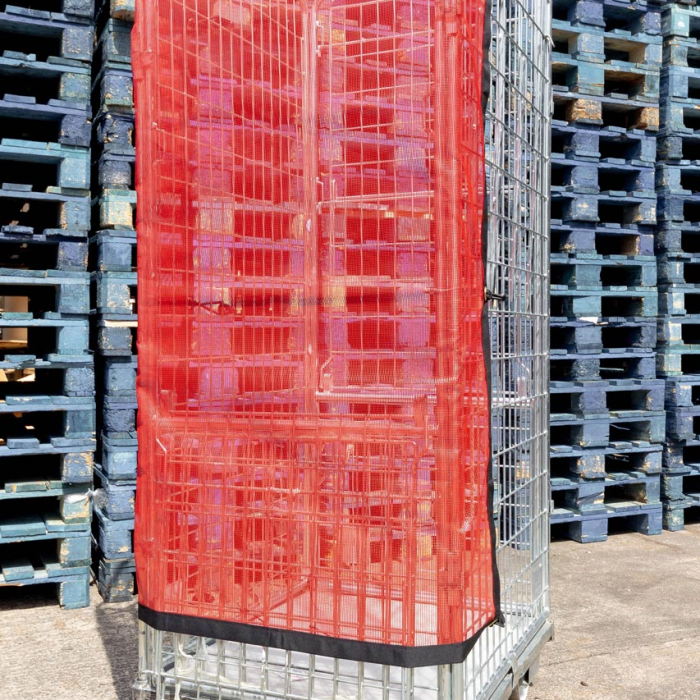 Bespoke red mesh roll cage cover.